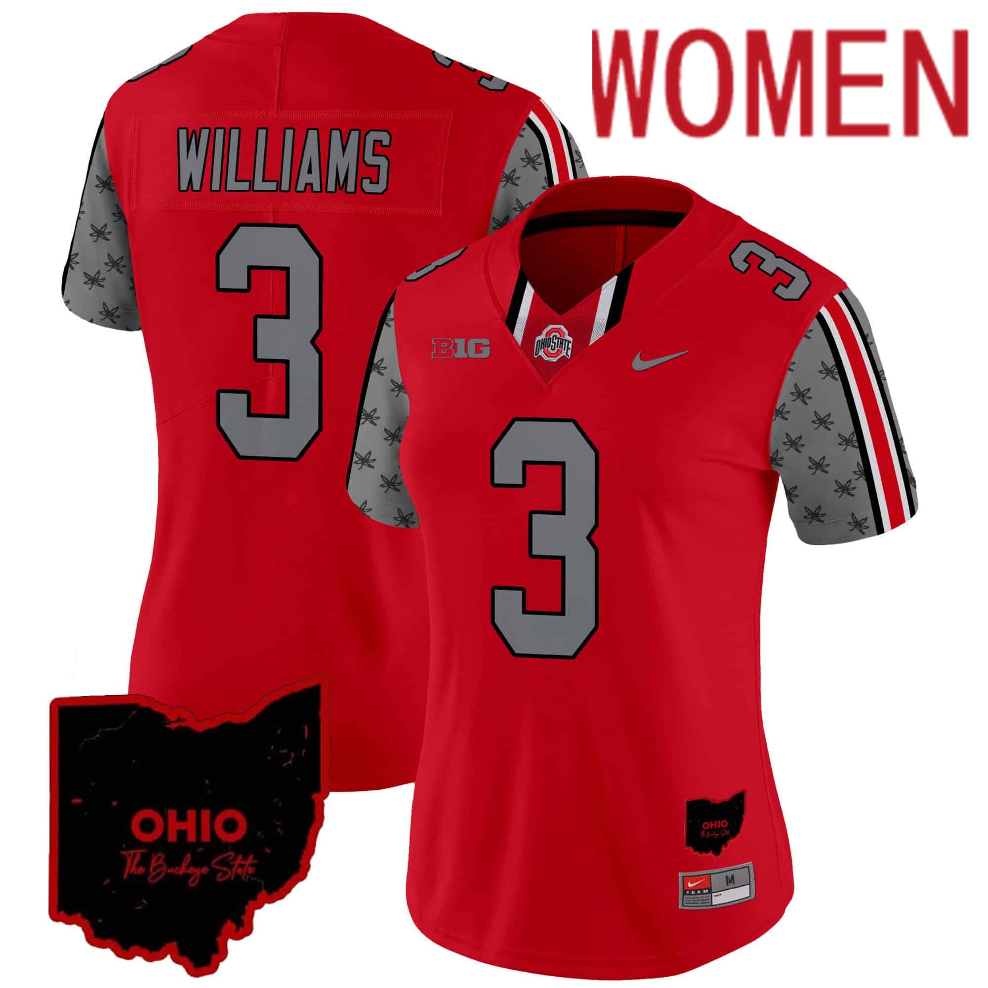 Women Ohio State Buckeyes #3 Williams Red 2024 Nike Home Patch Vapor Limited NCAA Jersey